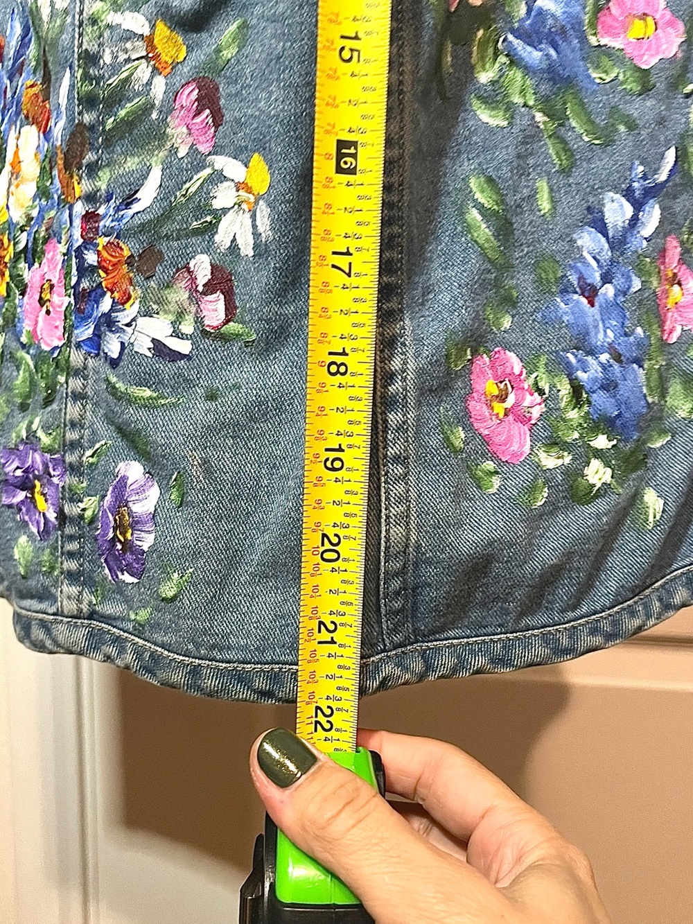 vintage St. John's Bay painted denim vest - Picture 2 of 7